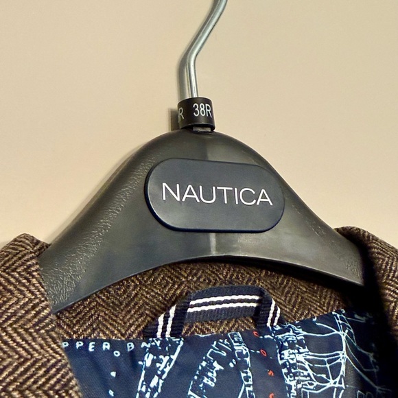 Nautica Bradford Brown Herringbone Jacket Men’s Blazer Wedding Formal Event - Picture 6 of 12